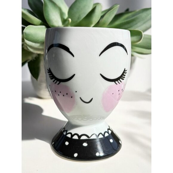 Decorative Ceramic Face Planter Vase - Picture 2 of 16